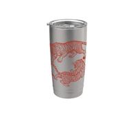 Japonés Tigre Japón Arte tradicional Asiático Mitología Tatuaje Vaso térmico de acero inoxidable de doble pared