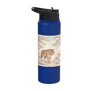 Japonés Tigre Sakura Flor Vintage Ukiyo E Arte Asiático Stainless Steel Insulated Water Bottle
