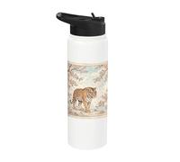 Japonés Tigre Sakura Flor Vintage Ukiyo E Arte Asiático Stainless Steel Insulated Water Bottle