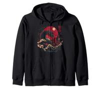 Japonés Tokio Rising Dragon Gran Ola de Kanagawa Kanji Sudadera con Capucha