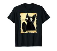 Japonés Vintage Imagen Lindo Negro Gato Mirando Disco Golf Camiseta