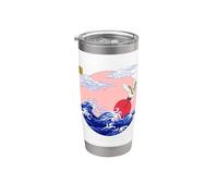 japonés Vintage línea arte grúa la gran ola off Kanagawa Vaso térmico de acero inoxidable de doble pared