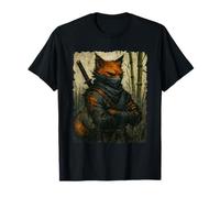 Japonés Vintage Samurai Ninja Fox En Bosque De Bambú Ukiyo-e Camiseta