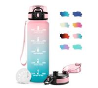 JAPORIA Botella 500ml, Cantimplora con Marca de Tiempo, Botella Agua con Filtro para Oficina, Bicicleta, Yoga, Running, Gym, Escuela, Viaje