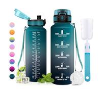 JAPORIA Botella Agua 1.5L, Botellas Motivacional, Prueba de Fugas, sin BPA, Cantimplora con Marca de Tiempo para Gimnasio, Escuela, Oficina, Cámping, Running