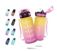 JAPORIA Botella Agua 500ml, Botella Agua con Pajita, Reutilizable, Cantimplora con Marca de Tiempo, Fácil de Limpiar, A Prueba de Fugas, Botella de Agua para Bicicleta, Correr, Senderismo, Yoga