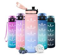 JAPORIA Botella Agua 500ml, Botella con Marcador de Tiempo, Diseño de Boca Ancha, a Prueba de Fugas, Libre de BPA, Duradera, Cantimplora con Filtro para Escuela, Oficina, deportes