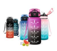 JAPORIA Botella Agua 500ml, Cantimplora con Pajita, Reutilizable, Botellas Agua con Marcador de Tiempo, Prueba de Fugas, para Oficina, Senderismo