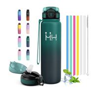 JAPORIA Botella Agua Acero Inoxidable 1L, Cantimplora Térmica con Pajita, Termo sin BPA, a Prueba de Fugas, para Trabajo, Gimnasio, Deporte
