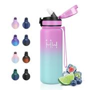 JAPORIA Botella Agua Acero Inoxidable 750ml, Botella Termica con Pajita, a Prueba de Fugas, Fácil de Abrir, Doble Pared al Vacío, Thermos sin BPA, Botella Termo para Gimnasio, Deporte, Viaje, Oficina