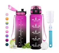 JAPORIA Botella Agua Deportiva 500ml, sin BPA, Cantimplora con Filtro, Prueba de Fugas, Garrafa Agua con Marca de Tiempo para Escuela, Oficina, Yoga, Gimnasio