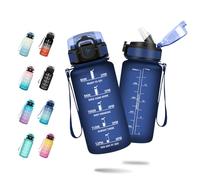 JAPORIA Botella Agua Niños 500ml, Botella Agua con Pajita, Reutilizable, Cantimplora con Marca de Tiempo, Fácil de Limpiar, A Prueba de Fugas, Botella de Agua para Bicicleta, Correr, Senderismo, Yoga
