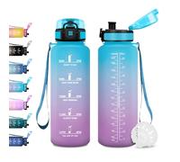 JAPORIA Botella de Agua 1.5L, Botella con Filtro y Marcador de Tiempo, Antiderrame, Reutilizable, para Adultos, Gimnasio, Senderismo, Deporte