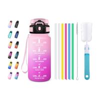 JAPORIA Botella de Agua Niños 500ml, Cantimplora Infantil con Pajita, a Prueba de Fugas, Con Cierre de Seguridad, Fácil de Limpiar, Ideal para Colegio, Parque, Actividades Infantiles, Bicicleta, Yoga