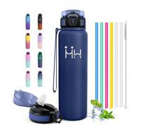JAPORIA Botella Térmica 1L, Cantimplora Acero Inoxidable con Pajita, Doble Pared, sin BPA, A Prueba de Fugas, para Fitness, Camping, Oficina