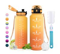 JAPORIA Cantimplora 1.5L, Botella Gym sin BPA, Prueba de Fugas, Botella de Agua con Filtro, Garrafa Agua con Marca de Tiempo para Running, Deporte, Oficina