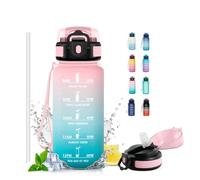 JAPORIA Cantimplora 500ml, Botella de Agua con Pajita, Garrafa Agua con Marca de Tiempo, Botella Motivacional para Adultos, Running, Bicicleta, Oficina