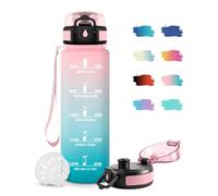 JAPORIA Cantimplora 500ml, Botellas Deportiva Antiderrame Reutilizable, Botella de Agua con Marcador de Tiempo, Botella con Filtro, Botellas sin BPA para Niños, Running, Cámping, Oficina, Bicicleta