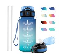 JAPORIA Cantimplora 500ml, Botellas Deportiva Antiderrame Reutilizable, Botella de Agua con Marcador de Tiempo, Botella con Pajita, Botellas sin BPA para Running, Cámping, Oficina, Bicicleta