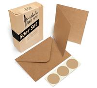 Japun - Juego de 50 tarjetas plegables et sobres, cartas plegables para diseñar, etiquetar o imprimir - DIN A6 / C6