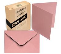 Japun - Juego de 50 tarjetas plegables et sobres, cartas plegables para diseñar, etiquetar o imprimir - DIN A6 / C6 - rosa