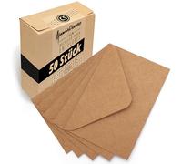 Japun - sobres (50 piezas) de papel kraft vintage marrón, sobre sin ventana - DIN C5-220 x 156 mm
