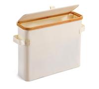 Jaqperd Soporte de Papel Higiénico de Bambú para Almacenamiento de Papel Higiénico con Tapa de Bambú para Baño, Armario, Color Cremoso