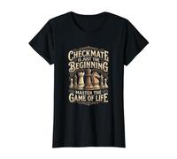 Jaque Mate de ajedrez es Solo el Maestro Principiante El Juego de Camiseta gráfica económica, Mujer, Negro, L