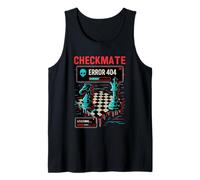 Jaque mate Error 404 Glitch Chessboard Art Ajedrez Jugador Camiseta sin Mangas