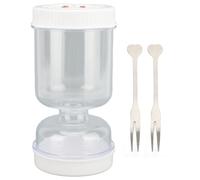 Jar de pepinillos, 18x9cm 50oz Fug -Profun ABS Olive Hourglass Jugo de jugo Pickle Separator Bottle con 2 horquillas para jalapeño Gherkin