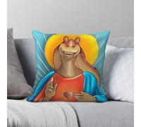 Jar Jar Binks - Funda de almohada cuadrada de poliéster y lino y terciopelo, con cremallera, para decoración del hogar, 45 x 45 pulgadas