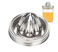 Jar Juicer Lid, Citrus Reamer with Handle, 304 Stainless Steel Leak-Proof Manual Juice Squeezer for Lemons, Limes & Oranges - Fits Standard Jars, 3.38×2.56inches
