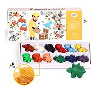 Jar Melo Crayones de cera de abeja natural para niños pequeños, hechos a mano, no tóxicos, regalo seguro y divertido para niños, proveedor de arte y manualidades, dinosaurios lindos (paquete de 12)