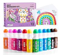 Jar Melo Marcadores de puntos lavables para niños pequeños de 1 a 3 años, 12 colores de pinturas de puntos con 108 PDF y 20 papeles de actividades físicas, rotuladores de bingo no tóxicos para niños