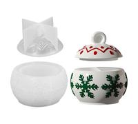 Jar Mold with Lid - Christmas Candy Silicone Mold with Snowflake Design, Easy Release Mould for Making Decorations, Candle Holders, Jewelry Boxes, Holiday Crafts, 3.5x2.01 inches
