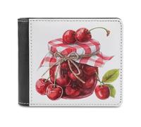 Jar of Cherry Jam - Cartera plegable de piel sintética suave, monedero, funda para tarjetas de crédito, tarjetero duradero, billetera delgada para hombres y mujeres, almacenamiento de dinero