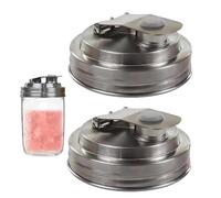 Jar Seal Cover, Leakproof Pour Spout Lid, 2x Reusable Brewing Fruit Accessories, 3.39x1.57 inches Stainless Steel Fermenting Lid, Ideal for Home Brewing & Drink Storage, Airtight Easy-Pour Design