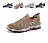 Jar-v Cooling Comfort Sneaker,Summer Breathable, Casual and Comfortable Mesh Fabric Soft Soled Slip On Men's Walking Shoes (Brown,43)