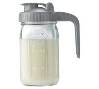 Jarabarra de leche materna, jarra de leche materna de vidrio de 32 oz con tapa de tapa de gota y vierte pico, jarro de boca ancha para líquidos, té helado, jugos