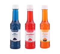 Jarabe para cono de hielo, jarabes de sabores populares mixtos, se puede usar con All Slush| Slushie Machines Frambuesa azul, fresa + jarabe de granizado tropical cada 250 ml (paquete de 3)