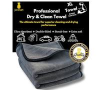 jaramari® 2X paño de Microfibra súper Absorbente, 60x40 cm, Color anthracita. Ideal para Coche y Superficies: Seca Antes de pulir y Limpia Cristales, delicados y más con diseño de Doble Capa. (2)