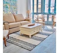 Jarapa Home Made with love Alfombra Grande decoración de salón, Cocina, Dormitorio. Hecha a Mano con algodón Natural, de Pelo Corto, Suave y Lavable en Lavadora (200x300 cm., Andina Gris)