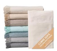 Jarapa Home Made with love Colcha Multiusos; Plaid Sofa, Manta Foulard, Cubre Cama, Foulard para Sofas de Algodón y Otras Fibras Acabado de Calidad Fabricado en España (Crudo Liso 01, 130x180 cm)