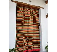 Jarapa Home Made with love Cortina Alpujarreña Rustica,(160 x 215 cm), Rojo Amarillo Color 600 Hecha en España, Fibra Natural de algodón - Cortina para Puerta Exterior mosquitera y Parasol