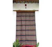 Jarapa Home Made with love Cortina Alpujarreña Rustica, Hecha en España, Fibra Natural de algodón - Cortina para Puerta Exterior mosquitera y Parasol, Medidas 160x215 cm (Marrón/Verde)