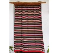Jarapa Home Made with love Cortina Alpujarreña Rustica, Hecha en España, Fibra Natural de algodón - Cortina para Puerta Exterior mosquitera y Parasol, Medidas 160x215 cm (Marrón/Rojo)