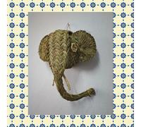 Jarapa Home Made with love Figura Decorativa de Esparto - Cabeza de Elefante Trenzada a Mano, Hecha en España. Decoración Estilo Boho Chic, Natural o rústico (MOD3-60x55x30cm)