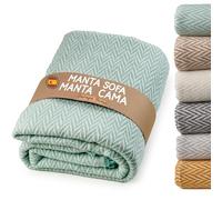 Jarapa Home Made with love Manta sofá, Plaid Sofa, Decoración Ideal para sofás y Camas, Cálida, Suave y Ligera, Colcha Entretiempo, 4 Estaciones, Diseño y Resistente (Verde Agua, 180x250 cm)