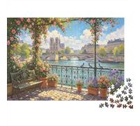 Jardín a Orillas de París Puzzle de 1000 Piezas Puzzle para Adultos Vista Relajante Regalo Decoración 70x50cm/1000pcs