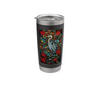 Jardín acuático floral de pájaro vadeando elegante Vaso térmico de acero inoxidable de doble pared